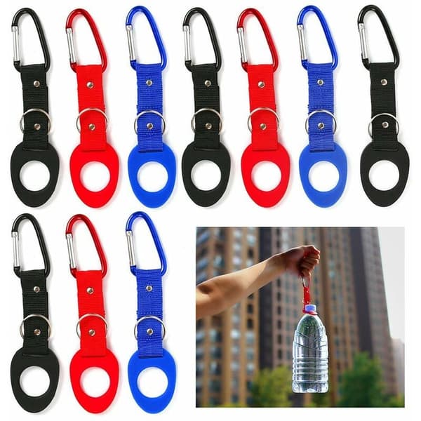 Portable Water Bottle Buckle, 10 Pcs Practical Bottle Carrier Clip Hook Holder D-Ring Hook Camping Hiking Backpack Emergency Aluminum Whistle Dom
