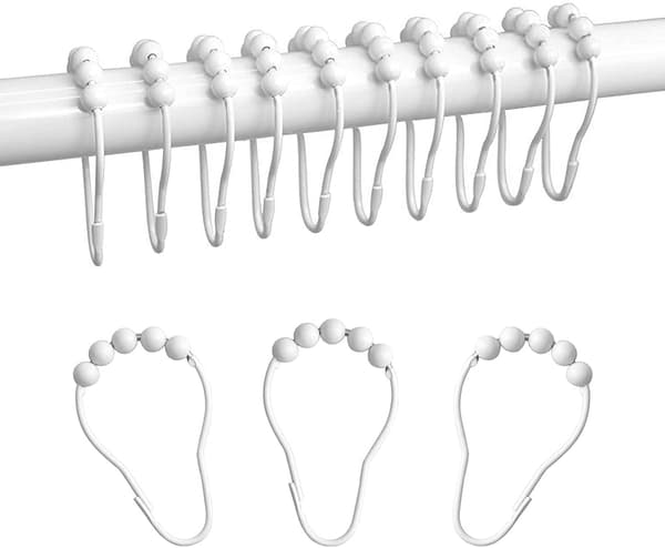 12 curtain hooks, curtain hangers, shower curtain, hook loops for