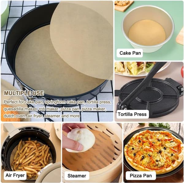 Rundt bagepapir - 100 ark x 30 cm - Til kager, brød, kød, pizza, airfryer