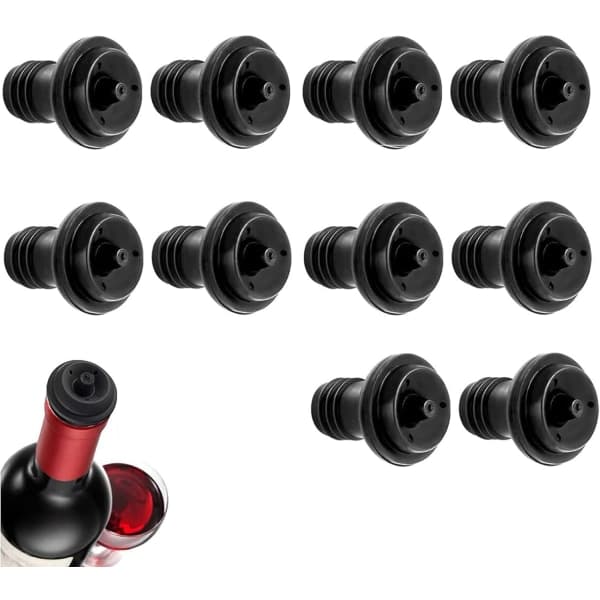 Vacuum Sealer for Wine, Reusable Wine Stoppers for Beer, Champagne, and Sparkling Wine (10-Pack)