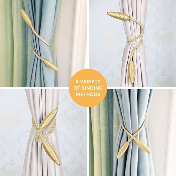 Set of 4 Decorative European Creative Twisted Curtain Tiebacks (Light Gold) for Home and Office Windows.