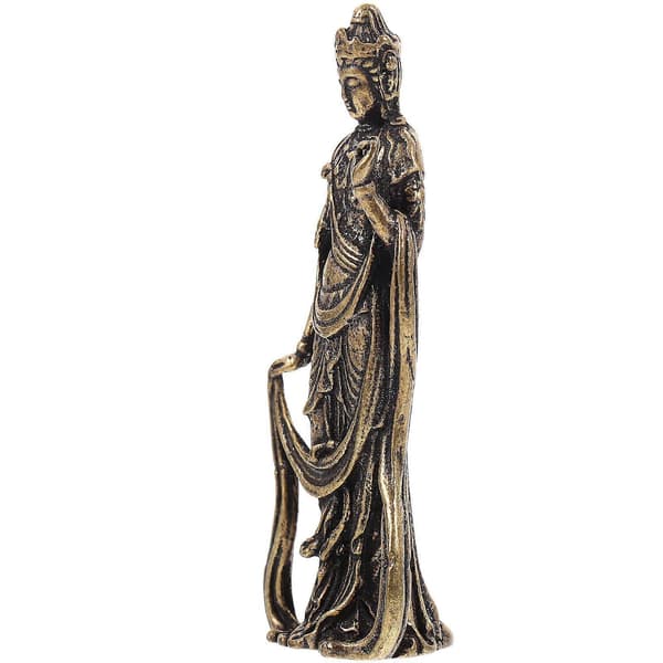 Bodhisattva Skrivebordsdekoration i Messing Messinghåndværk Bodhisattva Statue Messingindretning