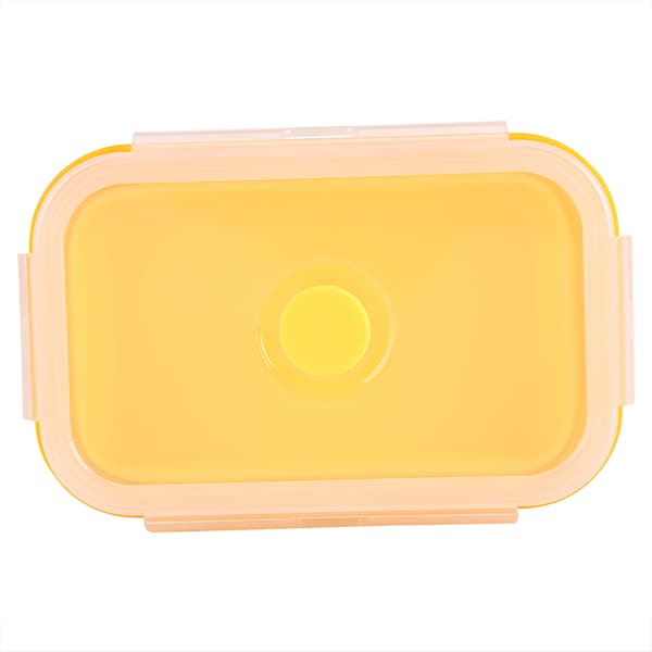 500ml Silicone Collapsible Portable Lunch Box Bowl Foldable Food Storage Container Yellow