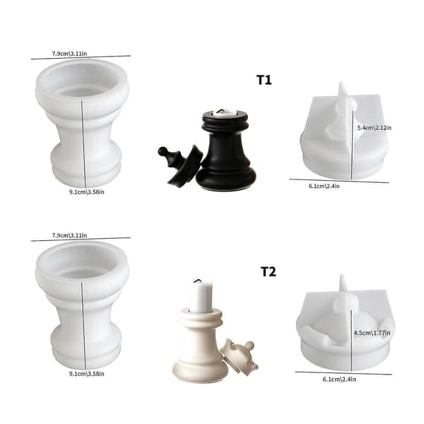 Multifunctional Silicone Mold Chess Shape Candle Holder Molds Candlestick Molds Silicone Texture for Crafts Style 2 Style 2