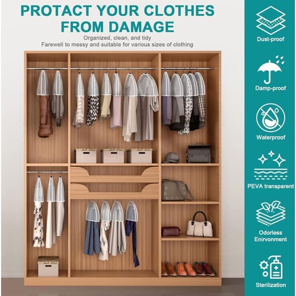 Garment Covers, 10 Pcs Shoulder Garment Covers, Foldable Wardrobe Covers, PEVA Shoulder Garment Covers for Shirts/Suits