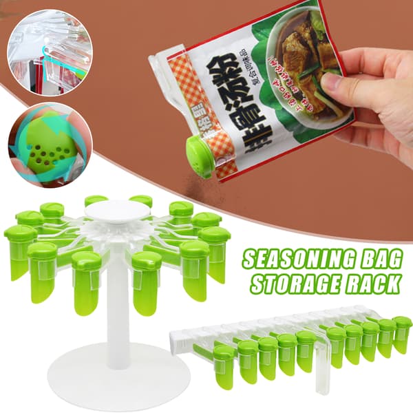 Wall-mounted/Rotating Spice Packet Holder Punch-free Storage Rack for Spice Packets Wall Mount 10 Grids Wall Mount 10 Grids
