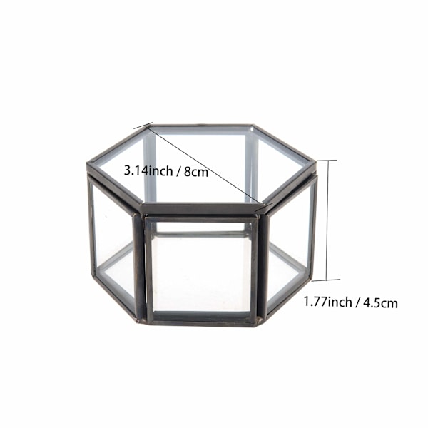 Ringbox ringbox glas smyckeskrin geometrisk förvaring ringar örhängen halsband för vardagsrum bröllop black