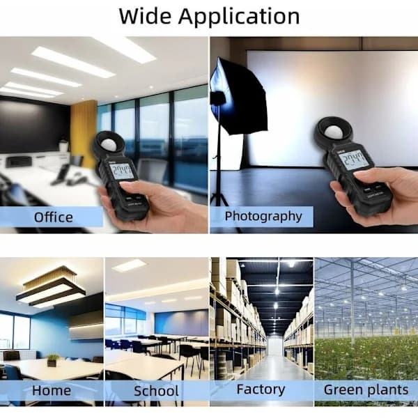 Digital Luxmeter, Lysmåling med 0,1-200.000 Lux, Bærbart Digitalt Omgivelseslysmålerområde Op til 200.000 Lux til LED-lys, Planter