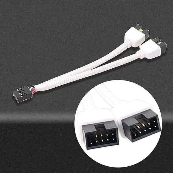 Bundkort USB 2.0 9Pin til 2x 9 Pin Skærmet Kabel Eliminerer Interferens