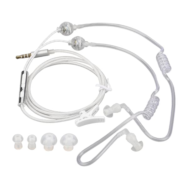 Luftrør-øretelefoner Ergonomisk strålingsfri støjreduktion Bærbar Binaural 3,5 mm Luftrør-headset til bærbar computer tablet Hvid
