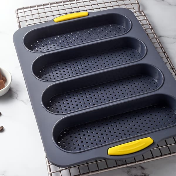Lang Brødpinner Bakeform & Plate, Non-Stick Silikon for Hjemmelagde Toastkaker Brød, Kompatibel for Julebaking