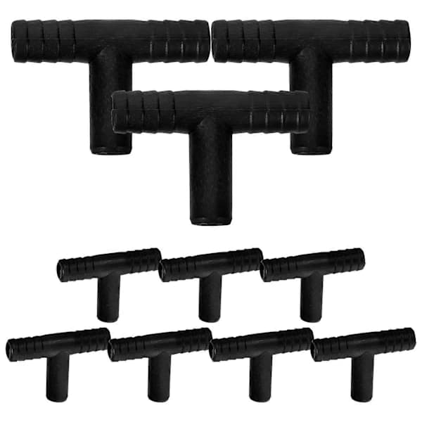 Table Fountain Hose Splitter T-shaped Replacement For Table Waterfall 10pcs Black 3.50X2.50X0.80CM