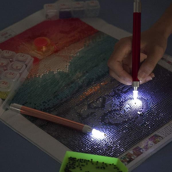 Guld DIY Diamantmålning Penna med Ljus, 5D Diamantmålning LE