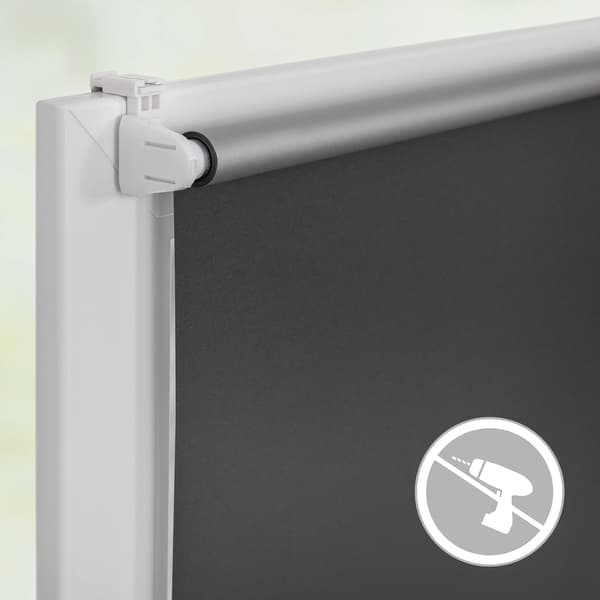 Thermal roller blind without drilling, blackout roller blind, dark grey, 90 cm x 200 cm grey grey