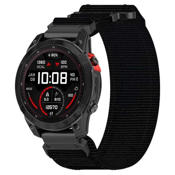 Nylon Urrem til Garmin Smartwatch Sort Svart