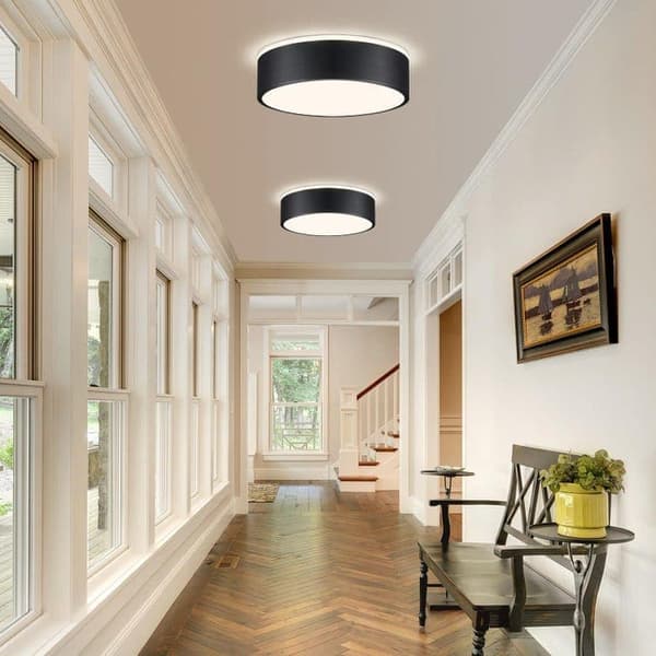 Sort LED Loftlampe, Minimalistisk Plafond, Loftlampe 3 Farvetemperaturer, 24 cm Velegnet til Soveværelse Balkon Spisestue Studieværelse