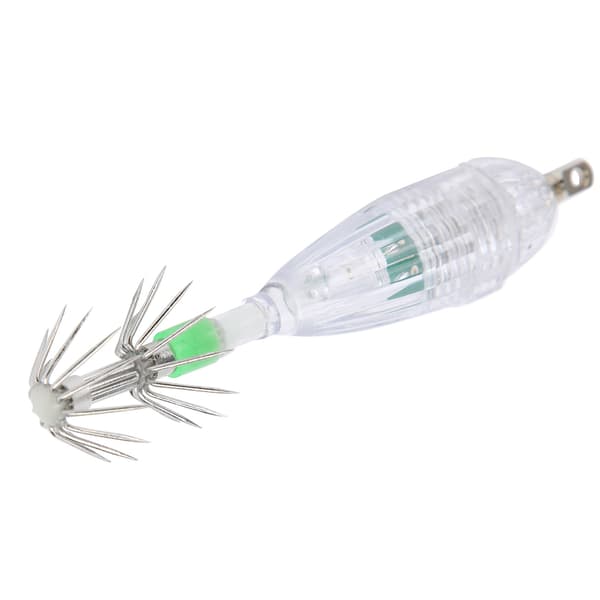 Fiskedrag med LED-lys, blekksprutform, hvitt lys, agn, undervannslys med krok