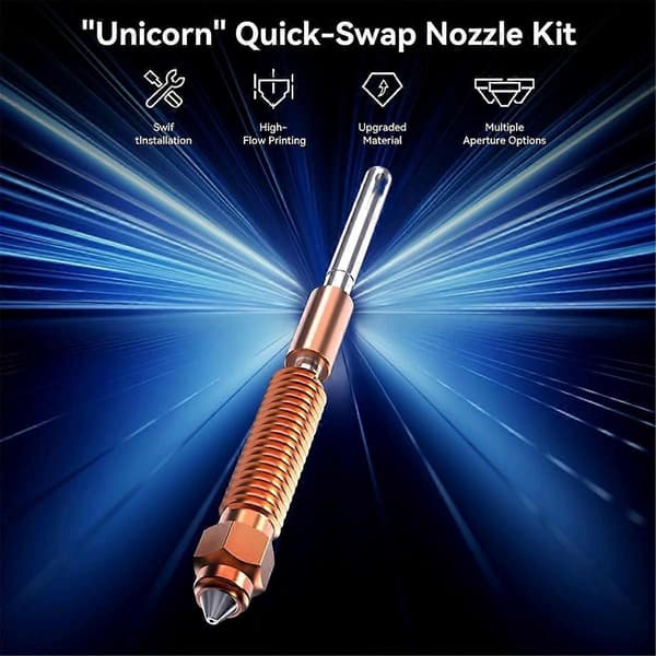 Quick-Change Nozzle Kit for K1C, Ender3 V3 / Plus 3D Printers, High-Flow Integrated Tri-Metal Nozzle and Heat Break