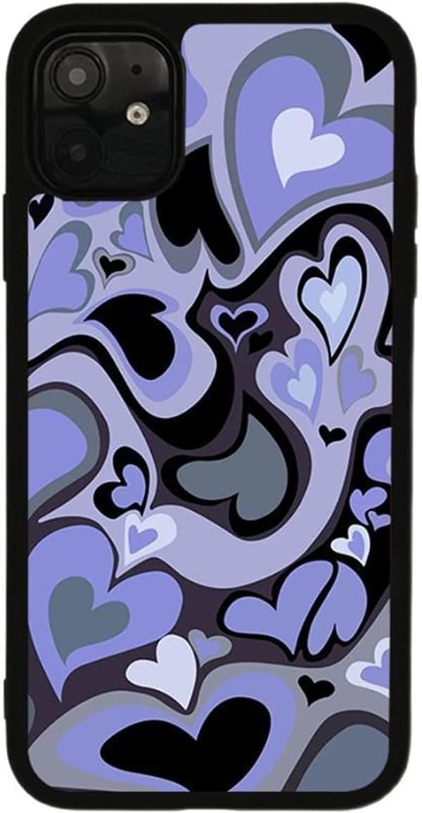 Elegant Purple Heart-Shaped Phone Case Compatible with iPhone 13[JUN]