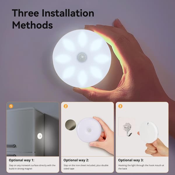 Motion Sensor Light Indoor Cabinet Light, Wireless USB Rechargeable Under Cabinet Lighting LED Wardrobe Light (2 pcs)