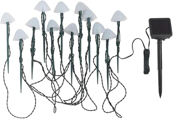 Sæt med 12 champignon solcellelamper - Udendørs dekoration - Havedekoration