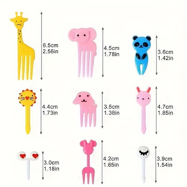 Creative Cartoon Fruit Skewer Set, 30-Piece Set with Fruit, Dessert, and Cake Skewers for Home Use (Reusable)