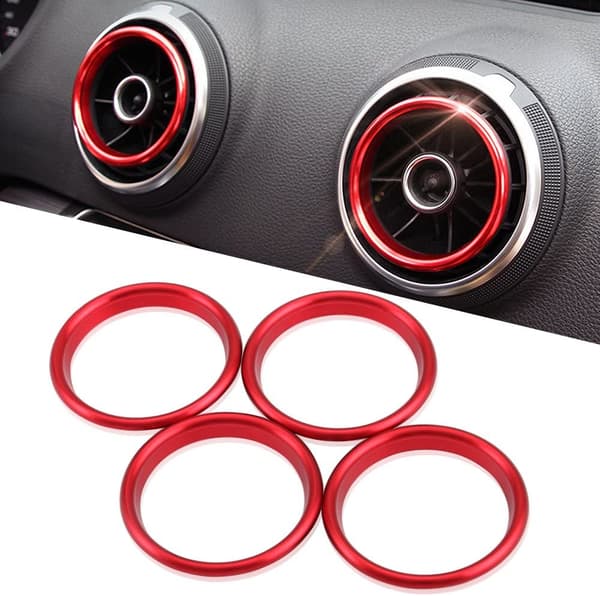 Aluminiumlegering (röd) Luftventilationsutlopp Ring Skydd Dekoration Klistermärke för AUDI A3 S3 2013~2020 / Q2 2017
