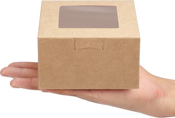 Brown Kraft Paper Boxes with Transparent Window (50-pack) - Cake Box