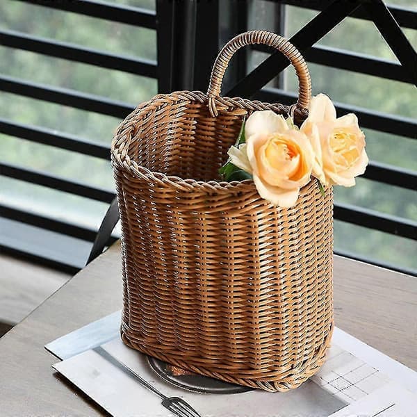 Basket with handle, woven hanging baskets for living room, fruit sundry organizer, hand-woven basket