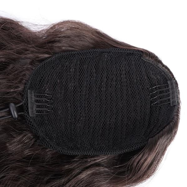 (Blond Brown Mix) 60 cm Long Curly Drawstring Ponytail with Long Natural Curls, Heat Resistant Synthetic Wig