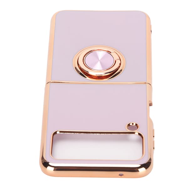 Smartphone Protective Case Car Magnetic Phone Case with 360 Degree Rotation Finger Loop Stand for Z Flip 3 Light Purple