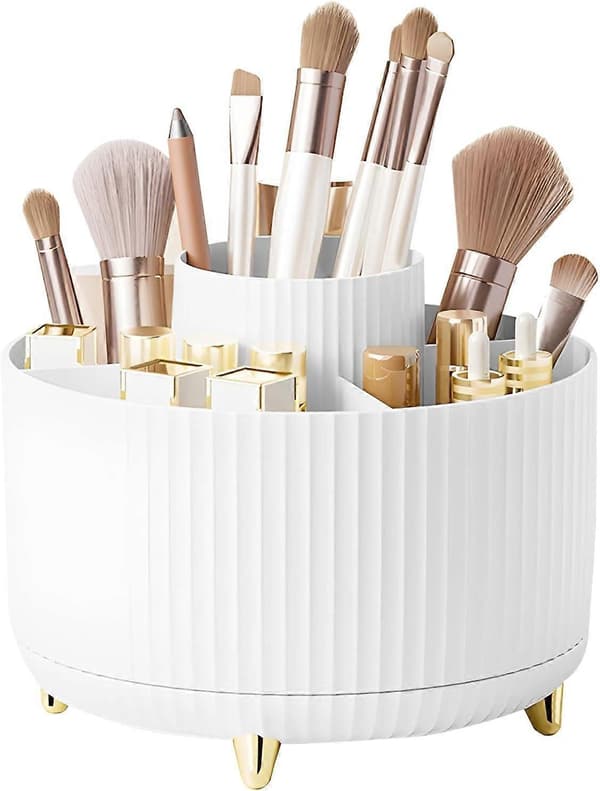 Makeup Organizer, Makeup Organizer til Badeværelse, Roterende Kosmetikbørste Organizer, Opbevaringsboks til Makeup Kosmetik
