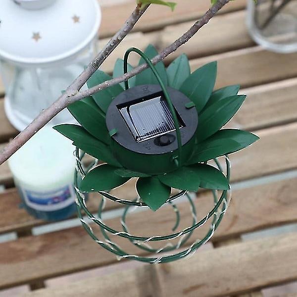 Solcellslampa i smidesjärn ananasformad, LED-trädgårdslampa med koppartråd