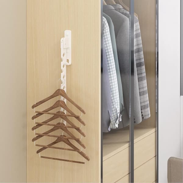 Foldable Wall-Mounted Clothes Hanger, Aluminum Drying Hook for Laundry Room or Wardrobe, White, 35 cm White White