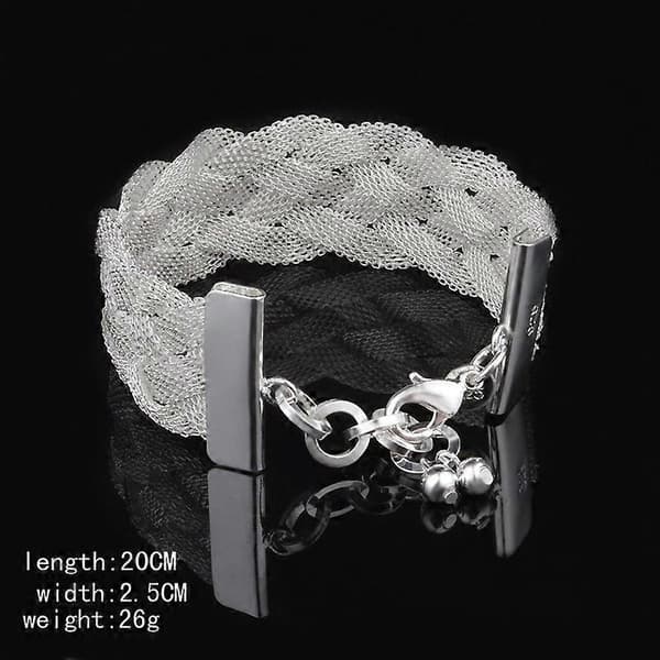 Nye modesmykker 925 Sterling Sølv Mesh Vævet Kædearmbånd til kvinder gave Sølv Silver