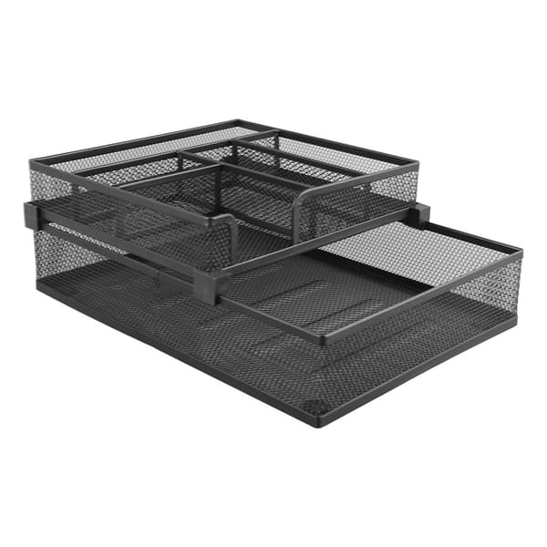 2-Tier Paper Tray Double Layer Metal Mesh Paper Tray Removable Multifunctional Paper Tray for Office Classroom