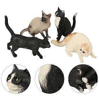 4 Pcs Lifelike Artificial Cat Figurines Simulated Pet Cat Model Artificial Cat Figurine