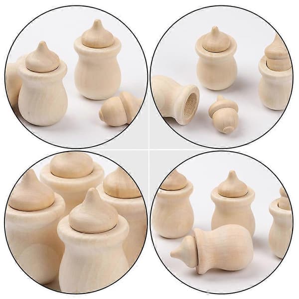 DIY Acorn Wood Craft Kit for Kids 6 Sets Unpainted Creative Decoration