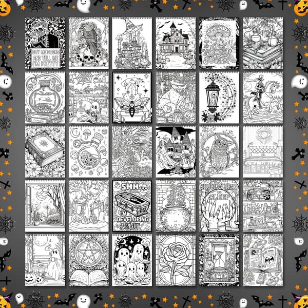 2 st Halloween Goth Målarbok Spiral Gotisk Natt Spöklik -