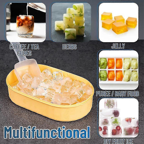 Double-Layer 72 Compartment Ice Cube Tray With Lid, Ice Scoop And Box, Easy Release Flexible Ice Cube