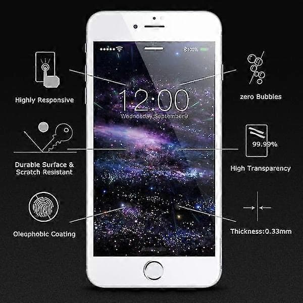 Näytönsuoja iPhone 8 Plus Karkaistu Lasi Valkoinen