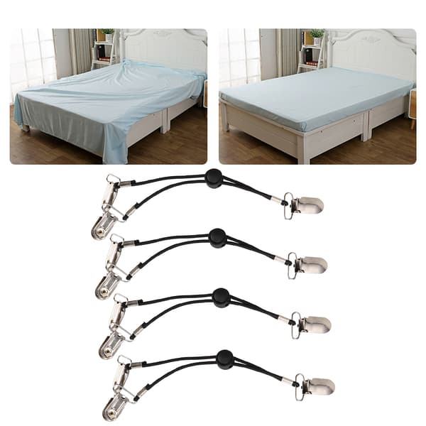 Multifunctional Adjustable Sheet Holders Fasteners Suspender Clips on Holder Gripper Straps (Black)
