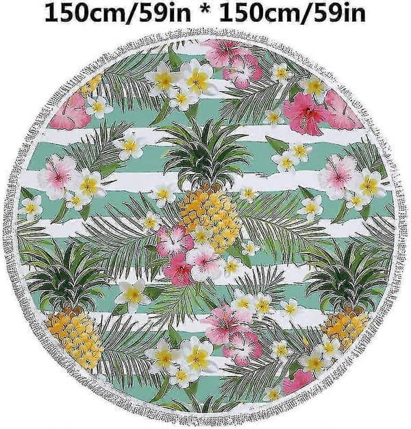 Round Beach Towel Flamingo Tapestry Microfiber Decorative Tassels Portable Picnic Mat Tablecloth