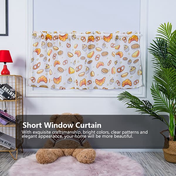Cartoon Printed Bread Pattern Curtain Short Curtain for Bedroom Kitchen Cabinet Decoration