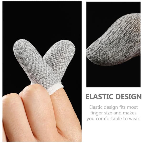 Fingerbeskyttelsesmuffer og svedabsorberende funktion med elastisk design, 6 stk. hvide af sølvfiber til mobilspil, præcis touchscreen-spil