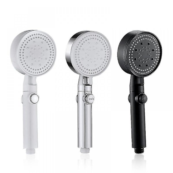 5 Modes Water-Saving Shower Head Adjustable Pressurized Shower One-Button Stop Water Massage Shower Silver
