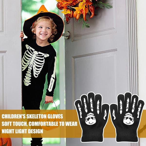 Halloweenhandskar med skelett - i mörkt lysande dödskalle - Schädel