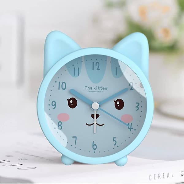 Kids' Clock, Cute Animal Design, Dog/Cat, Silent
