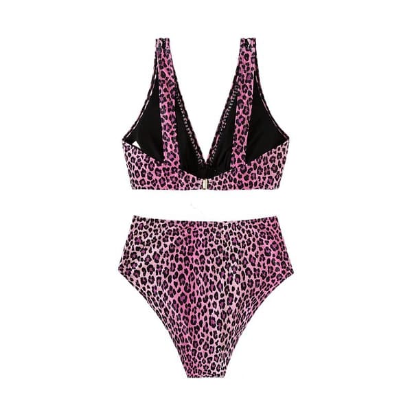 (l)sexig Leopard Høy midje Flare Pouch Split Spa Badedrakt