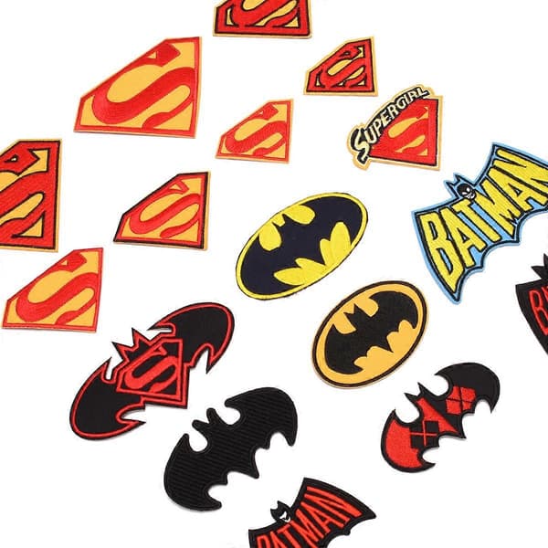 16 Iron-On Patches for Hero Superman Badges, Embroidered Applique Stitches